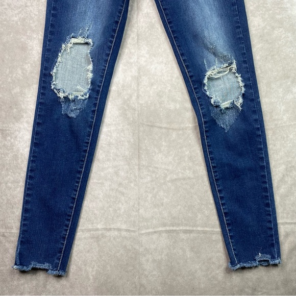 KanCan Womens Jeans Size 3 25 Dark Wash Mid Rise Distressed Denim Pants - Picture 4 of 16